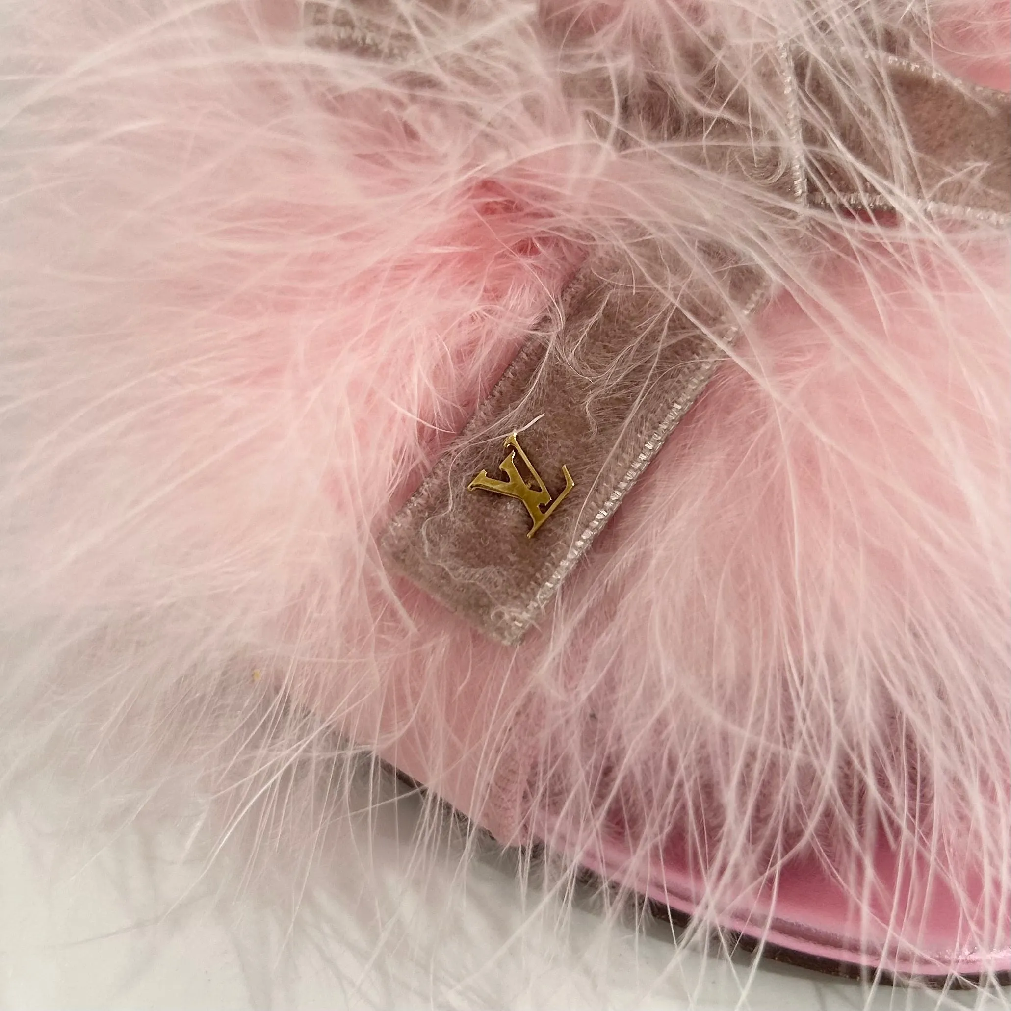 Louis Vuitton Pink Marabou Feather Heels