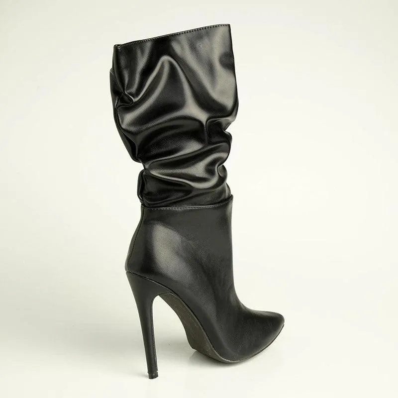 Madison Kessa Rouched Stiletto Boot - Black