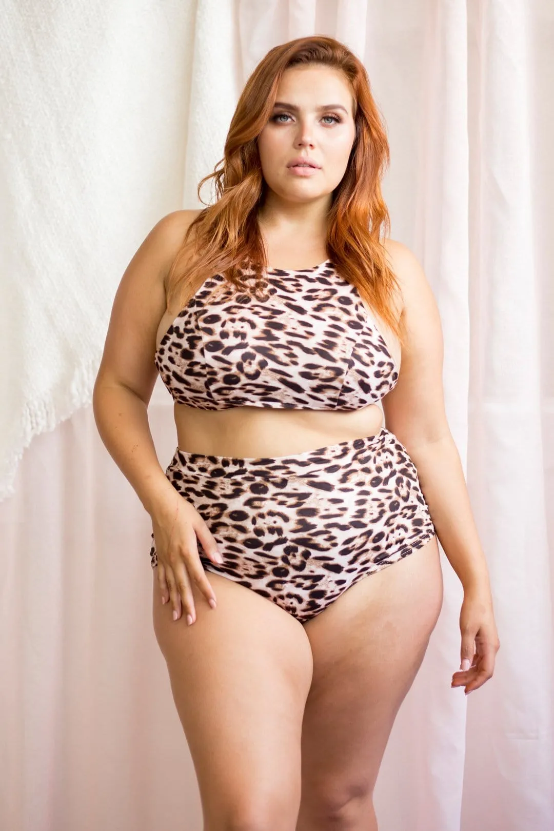 Mali Top - High Neck Racerback Top Brown Leopard