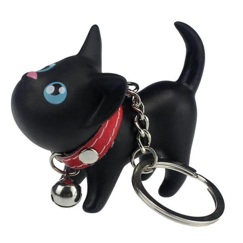 Meow Doll Black Kitten with Bell Keychain