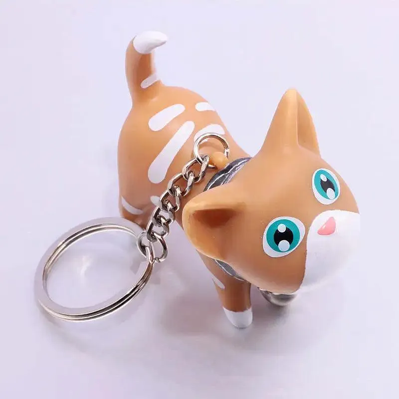 Meow Doll Black Kitten with Bell Keychain