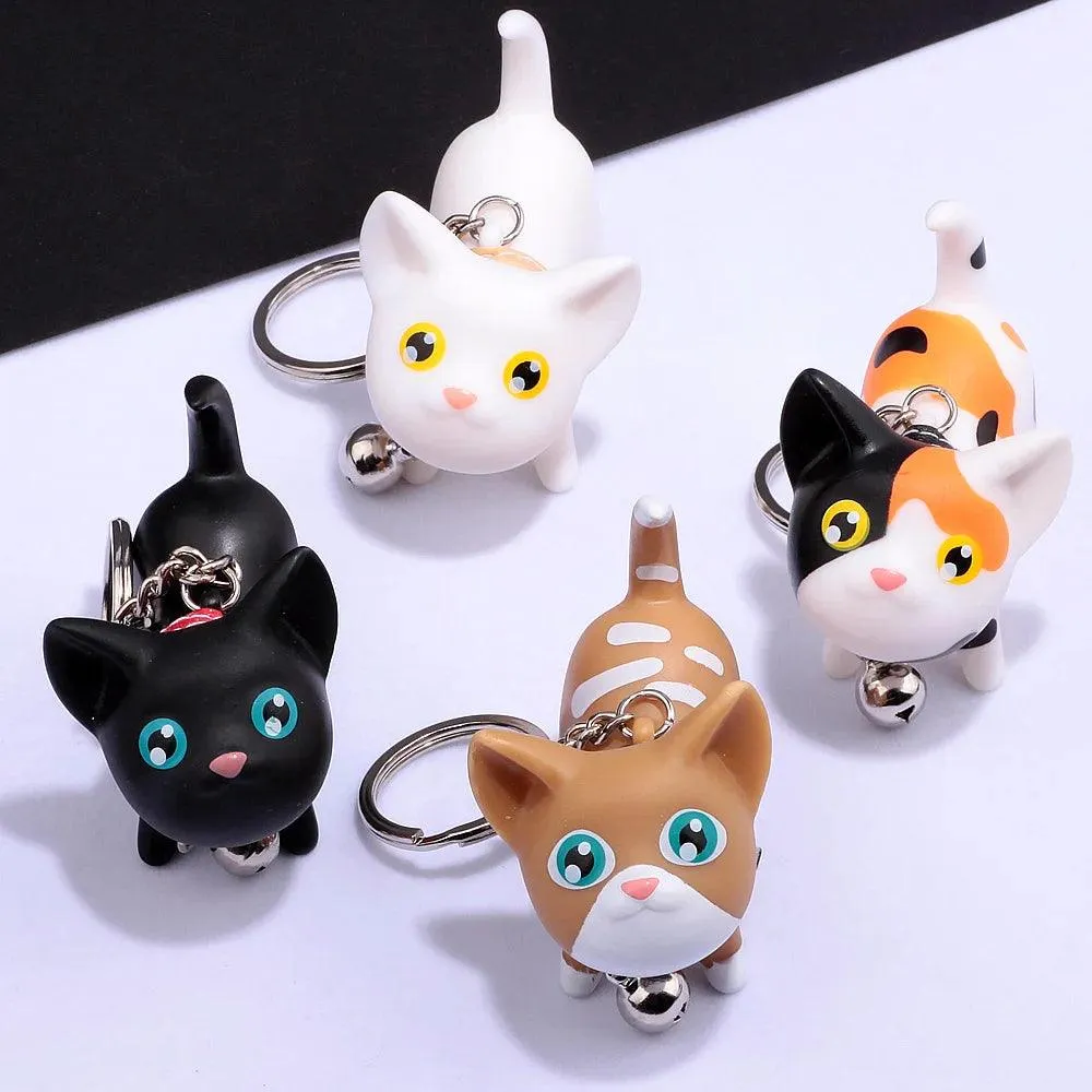 Meow Doll Black Kitten with Bell Keychain