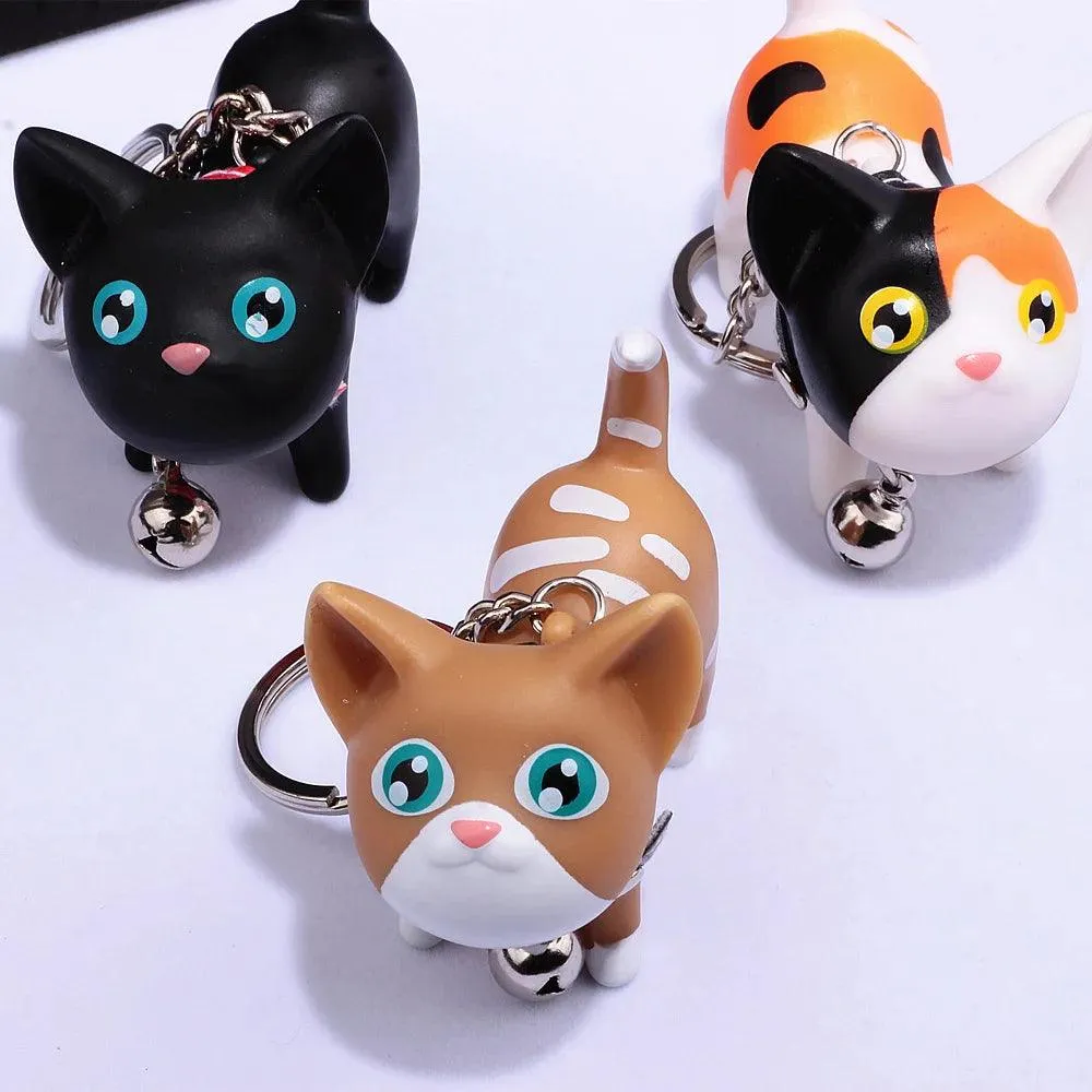 Meow Doll Black Kitten with Bell Keychain