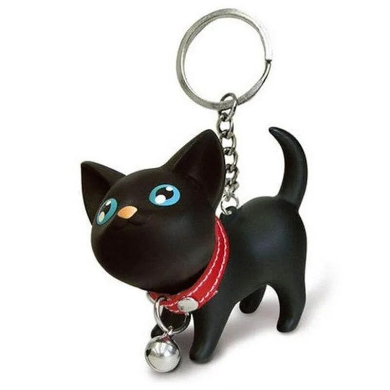 Meow Doll Black Kitten with Bell Keychain
