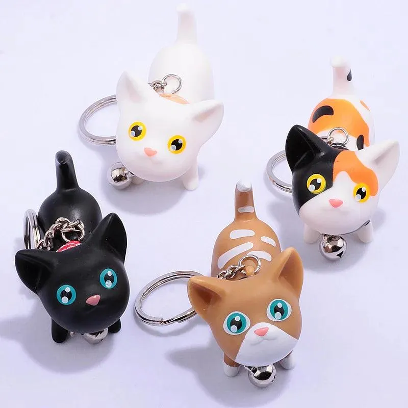 Meow Doll Black Kitten with Bell Keychain