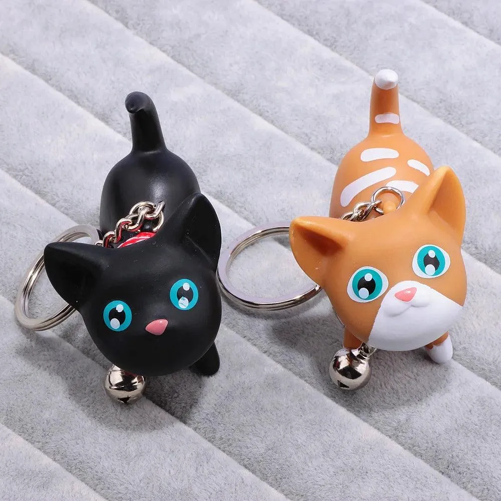 Meow Doll Black Kitten with Bell Keychain