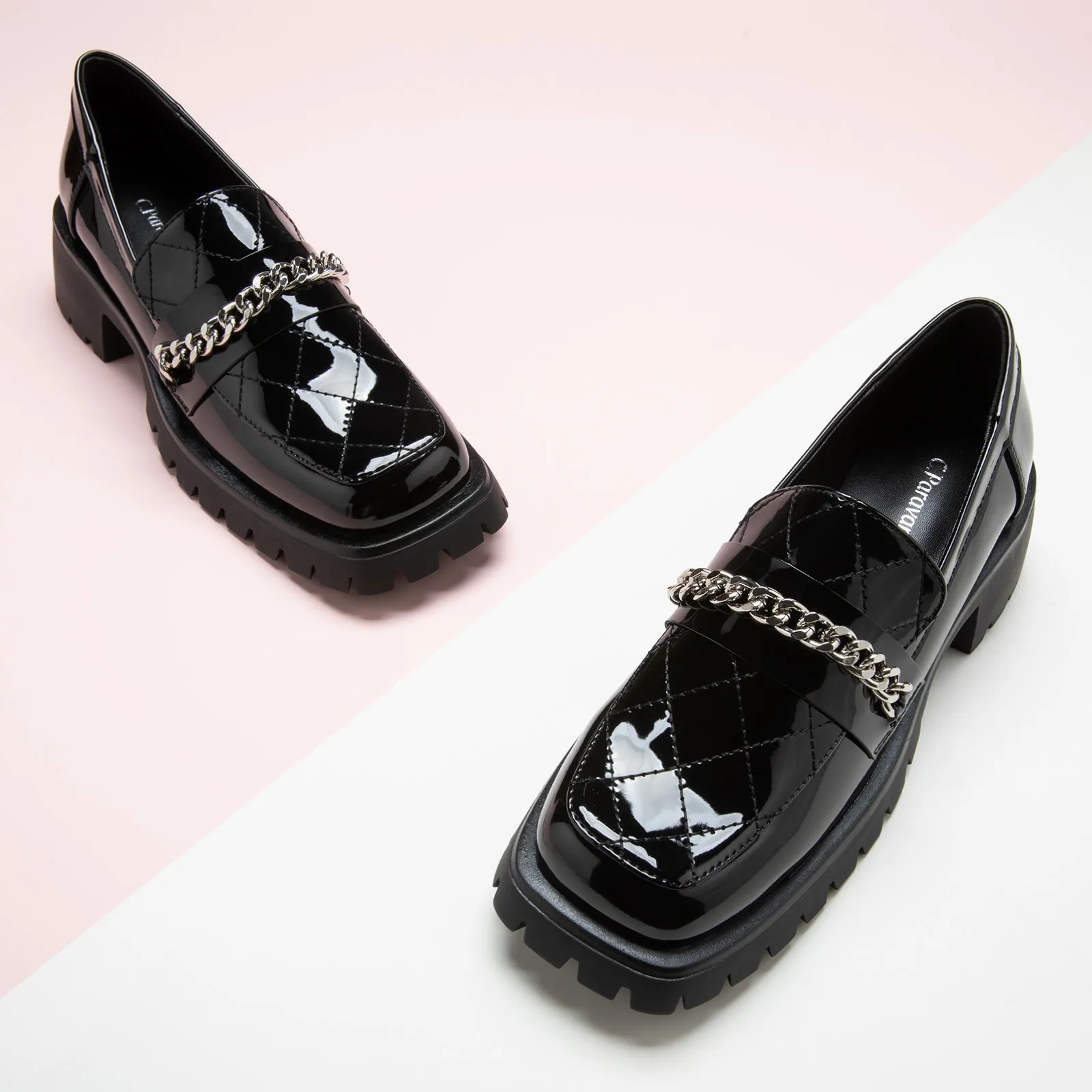 Metal Chain Platform Loafers (Monica)