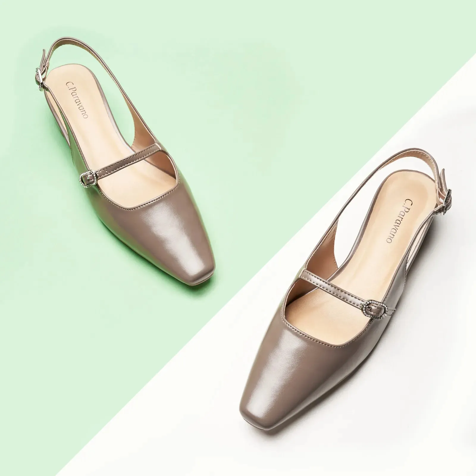 Open Back Block Heel (Alva) Grey