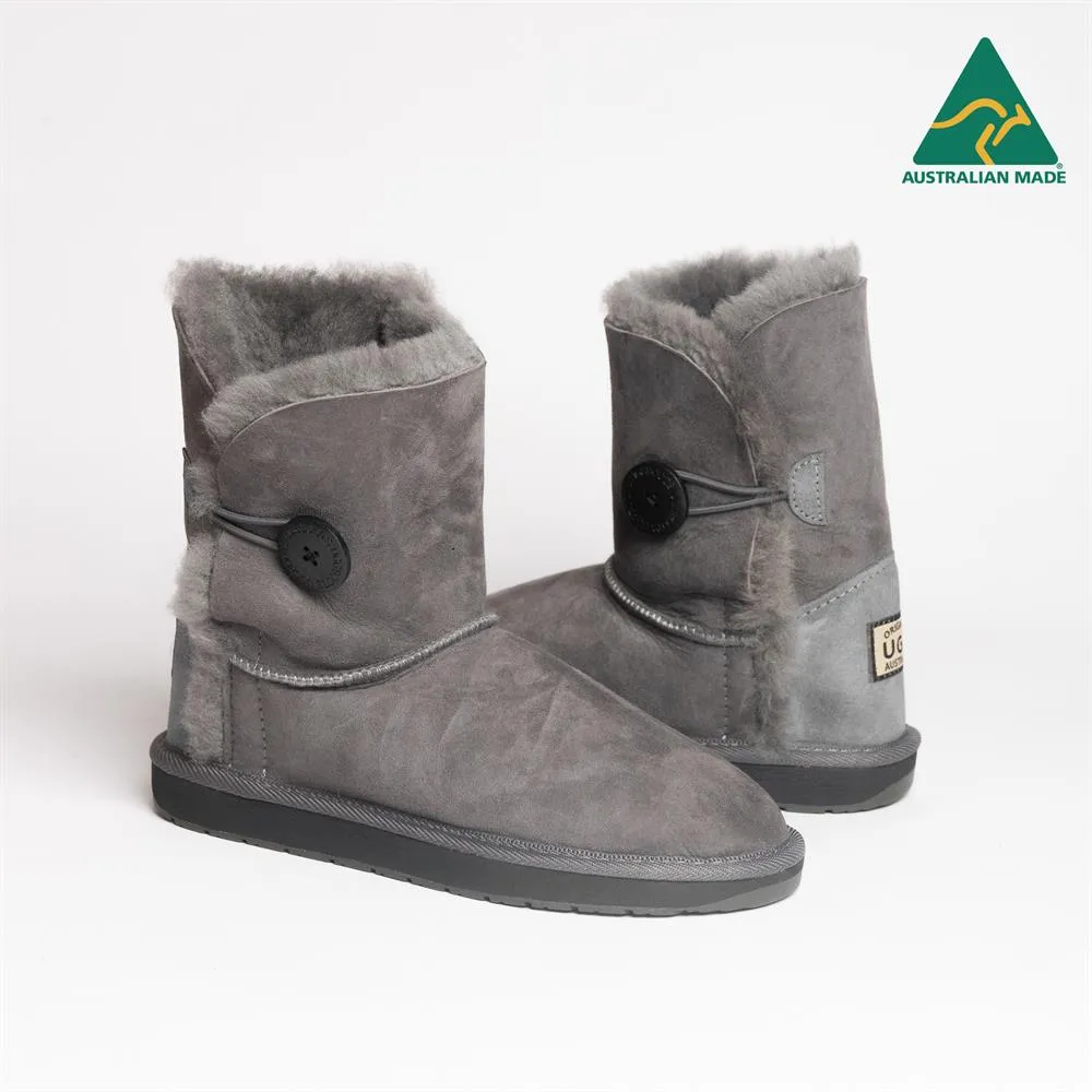 Original UGG Australia Australian Made Short 1 Button Grey Ugg Boots