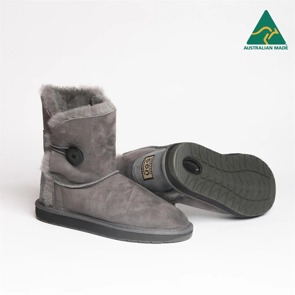Original UGG Australia Australian Made Short 1 Button Grey Ugg Boots