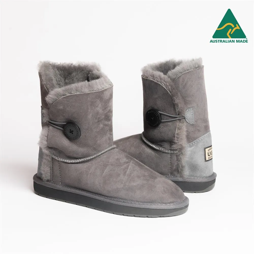 Original UGG Australia Australian Made Short 1 Button Grey Ugg Boots