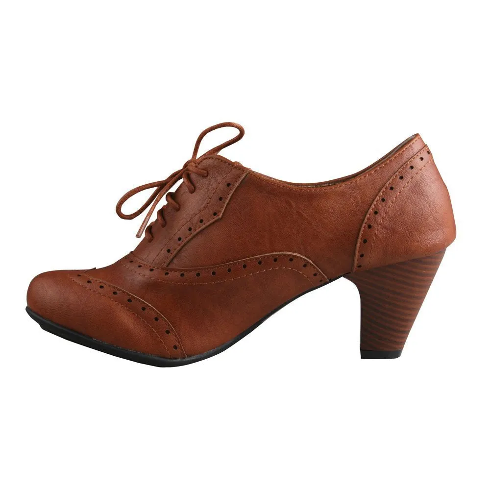 REFRESH AMANY-01 Women's Cuban heel Ankle booties Oxfords