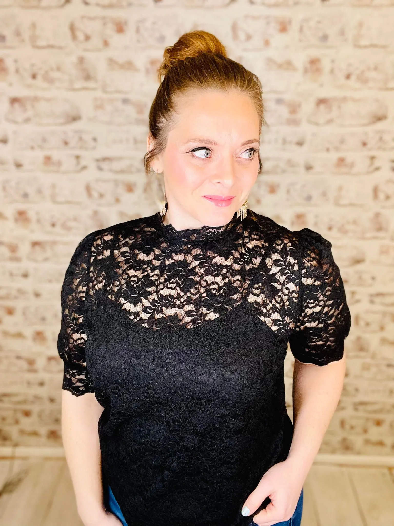 Rooftop View High Neck Lace Top