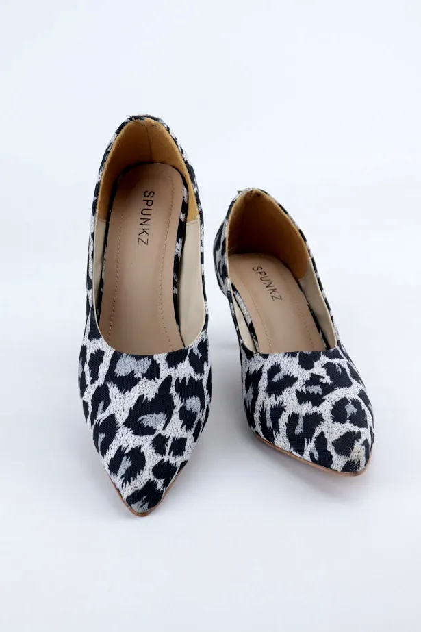 Sissy Leopard Print Black-White Pumps Heels