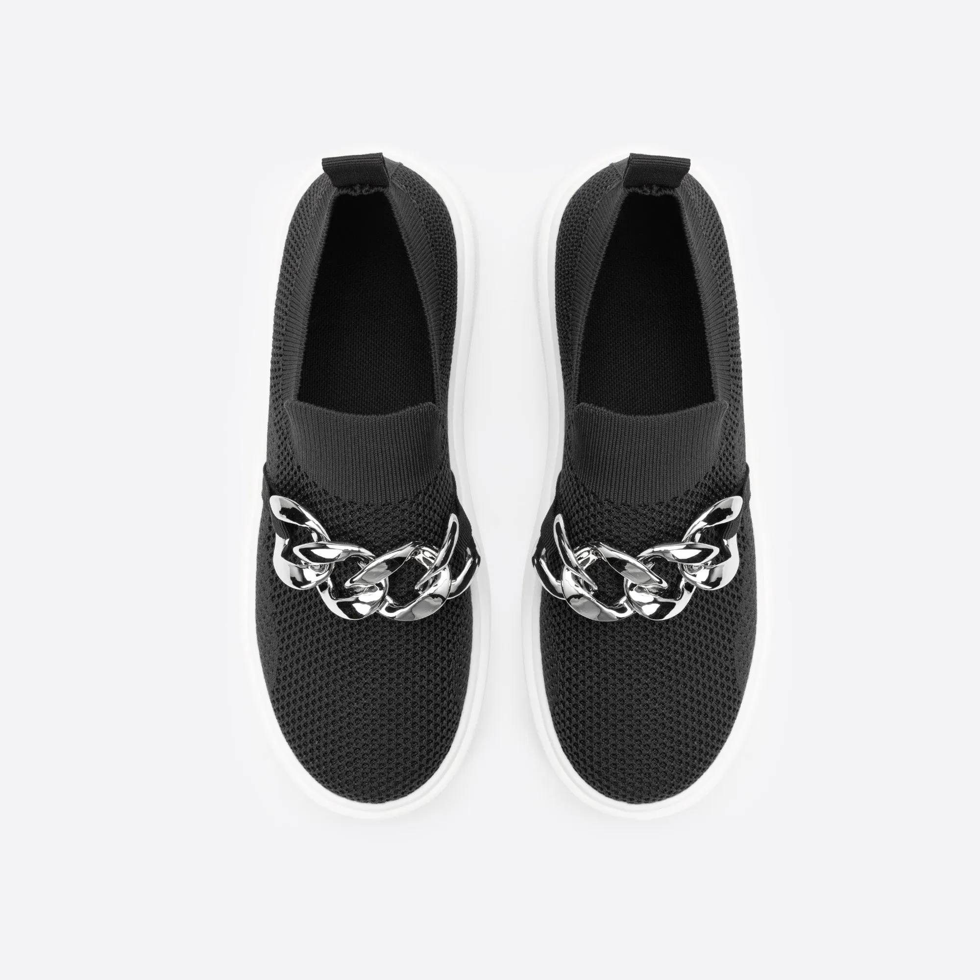 Sohiwoo  NewWomen Chain Decor Platform Wedge Loafers