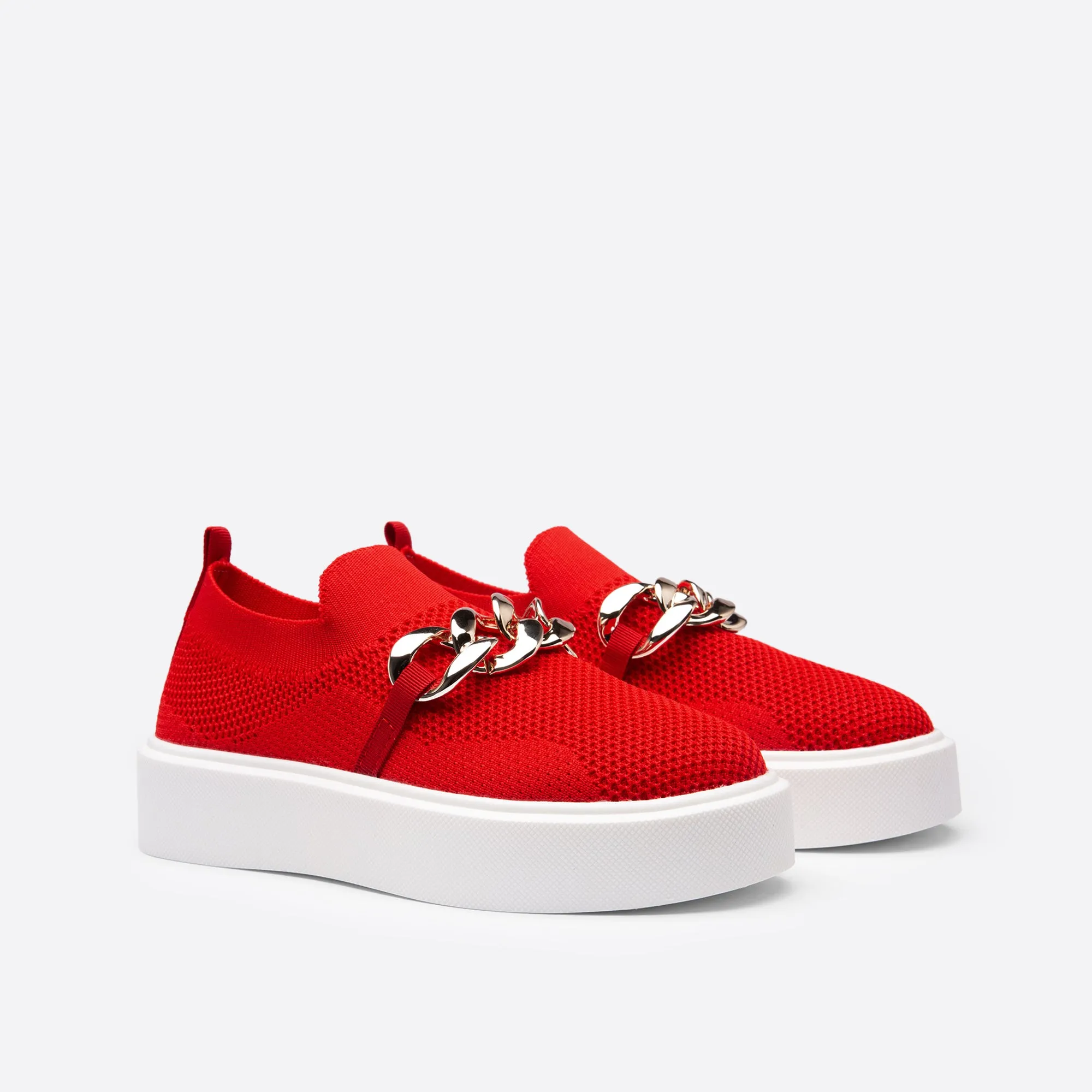 Sohiwoo  NewWomen Chain Decor Platform Wedge Loafers