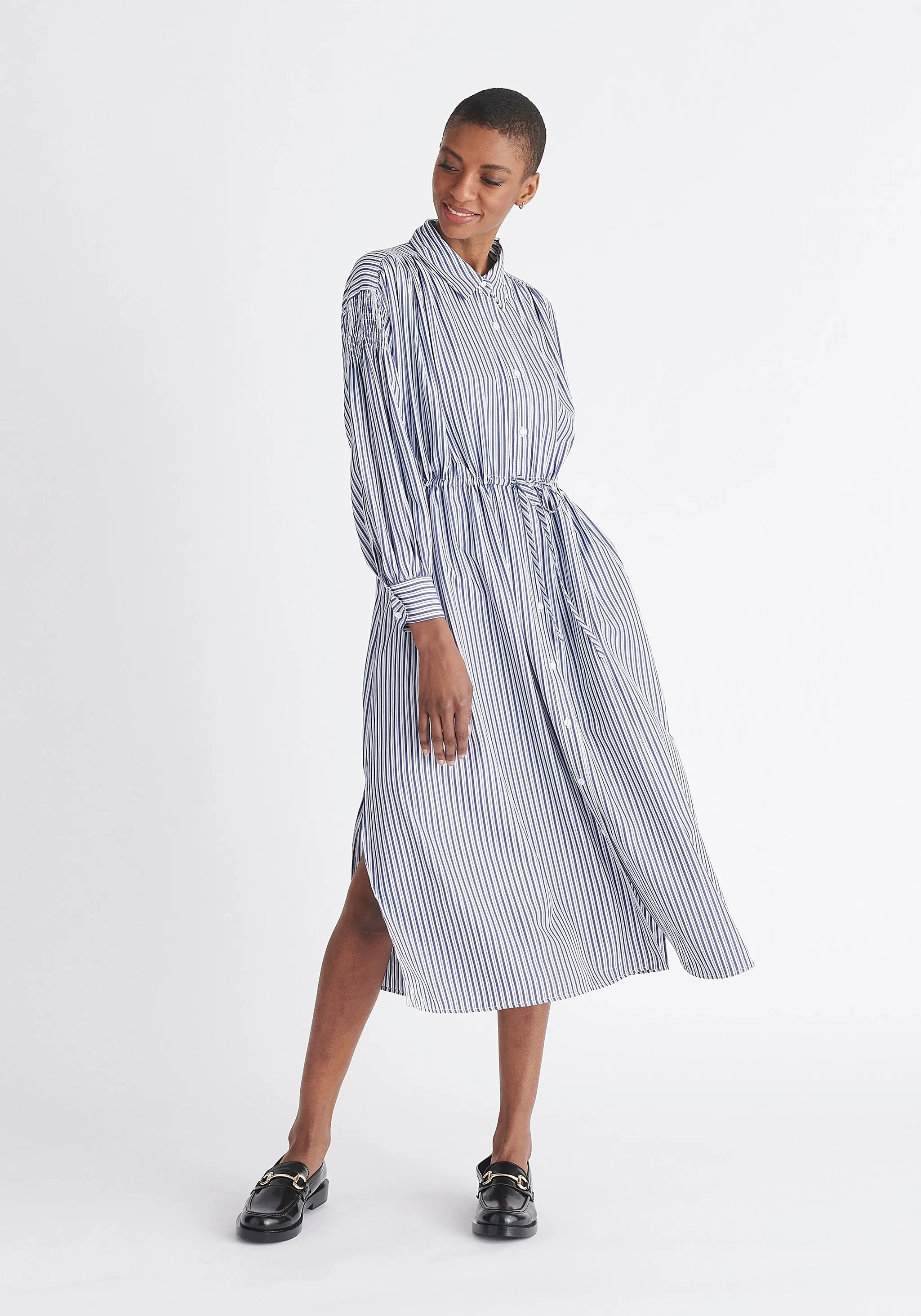 Striped Button Shirt Dress