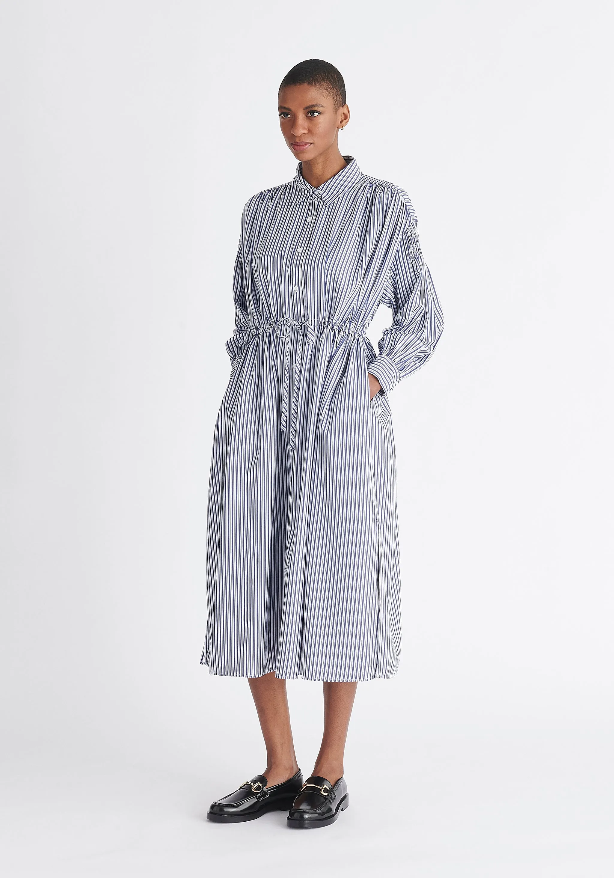 Striped Button Shirt Dress