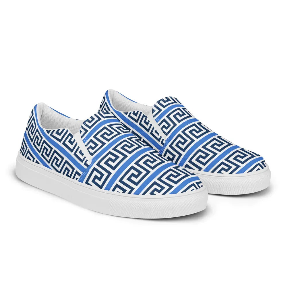The Key Greek Mens slip-on canvas shoes