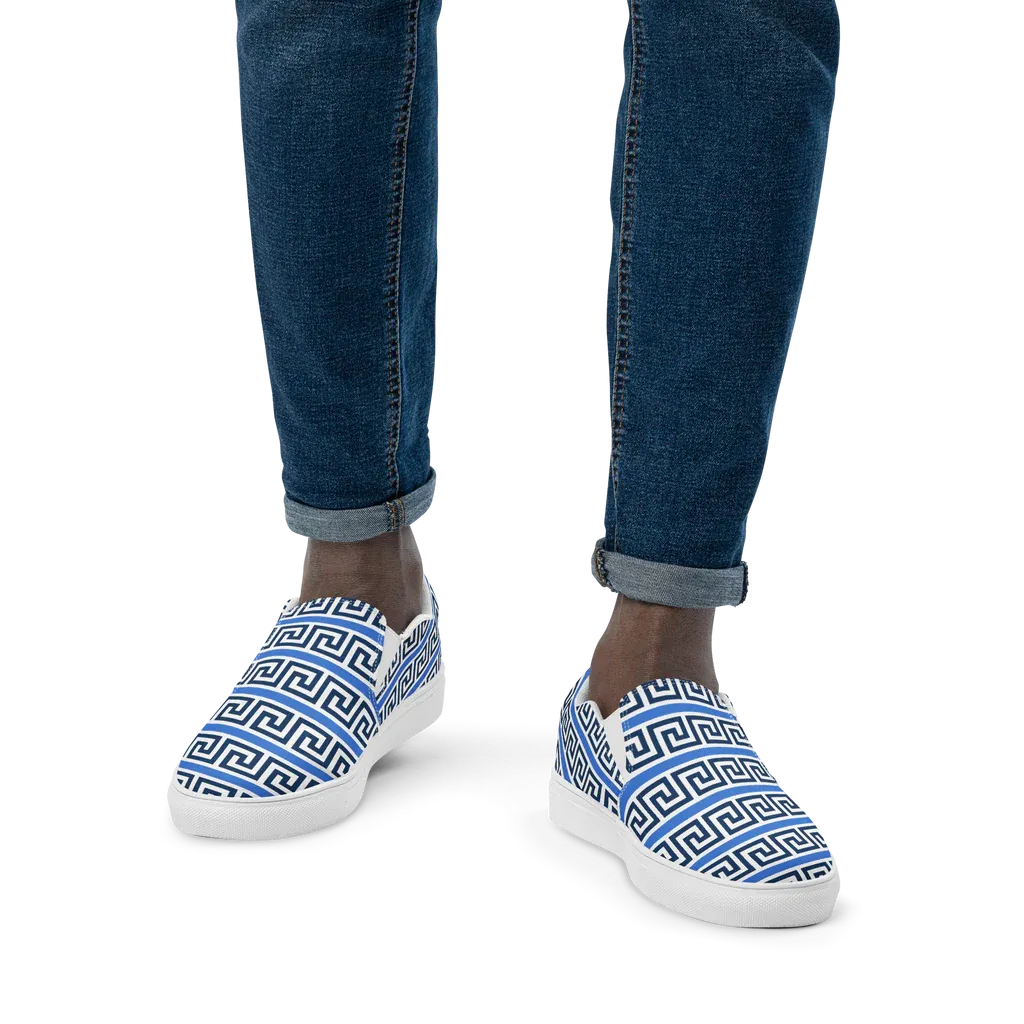 The Key Greek Mens slip-on canvas shoes
