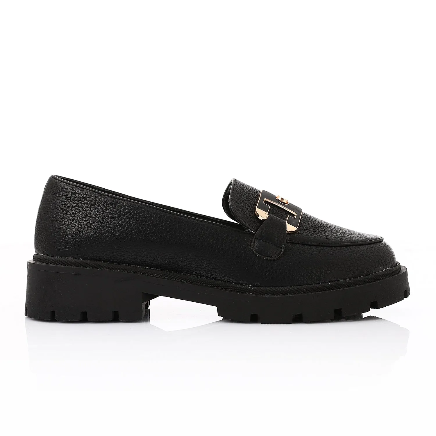Topshop Cooper leather loafer with gold trim