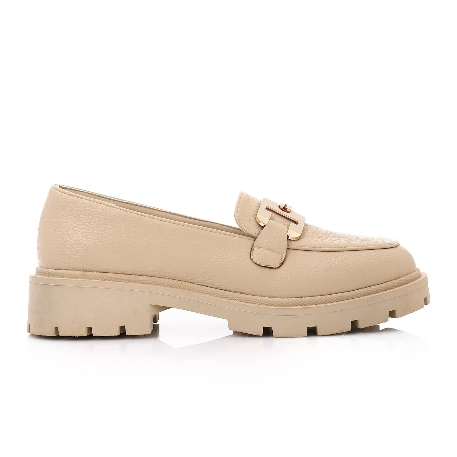 Topshop Cooper leather loafer with gold trim