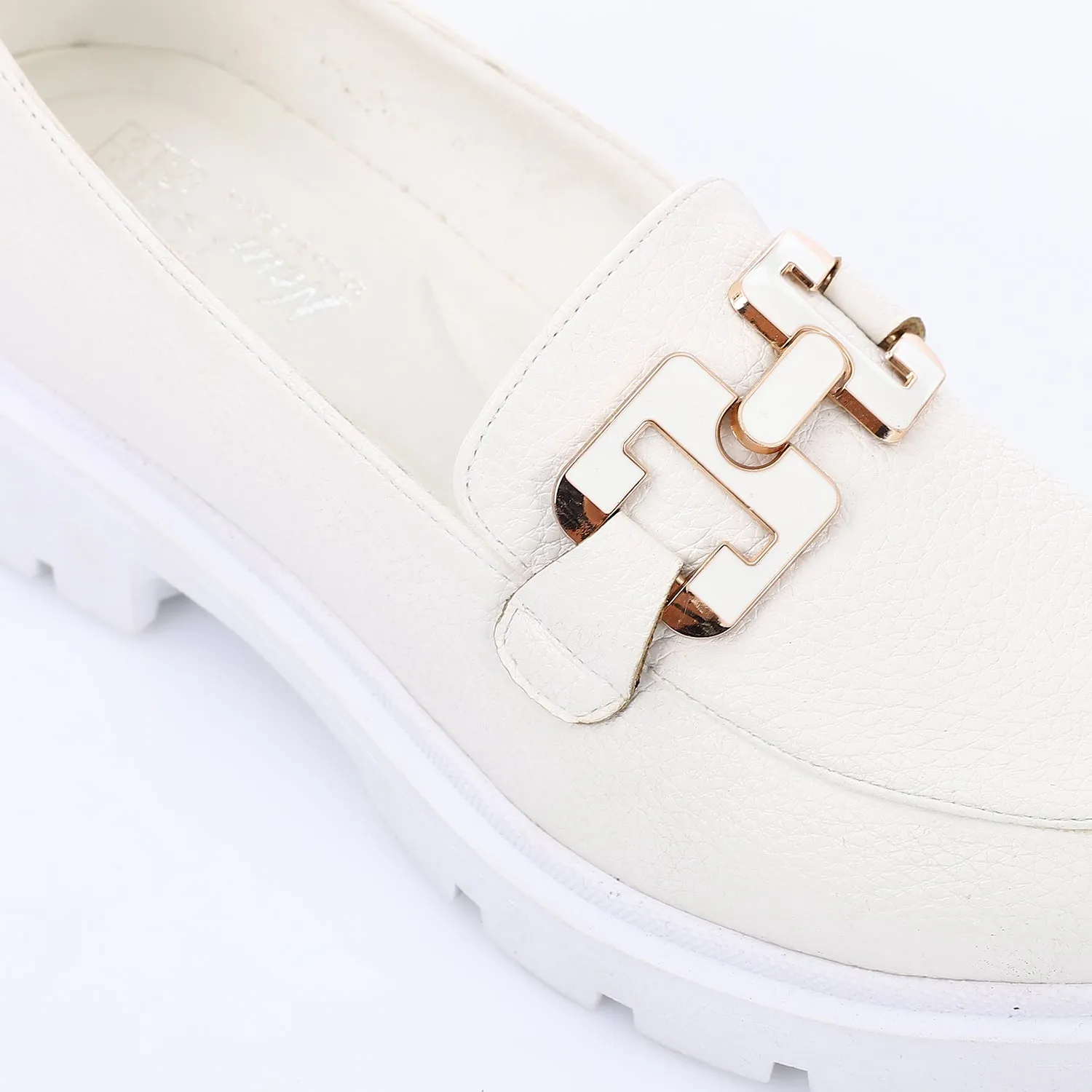 Topshop Cooper leather loafer with gold trim