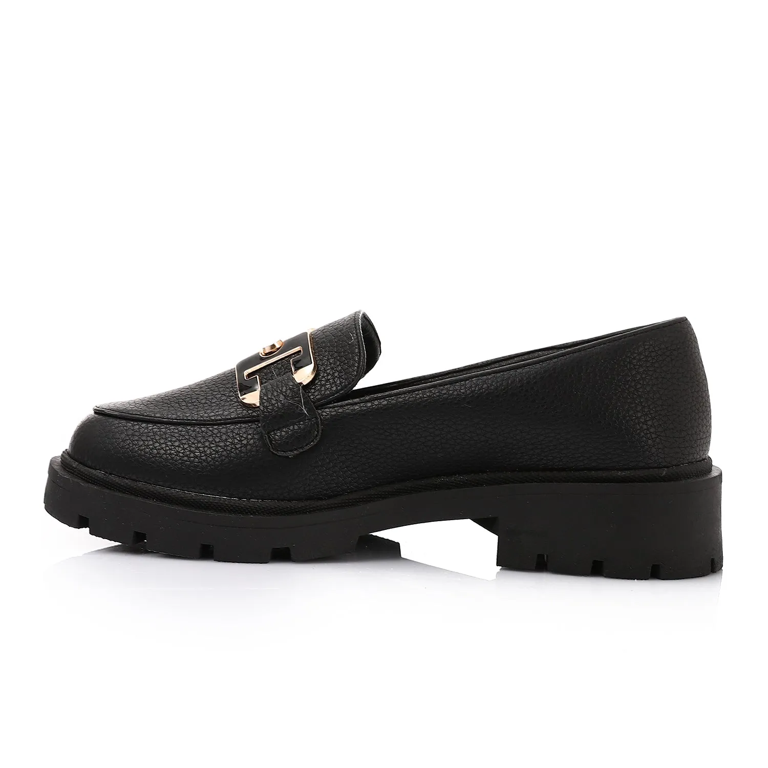 Topshop Cooper leather loafer with gold trim