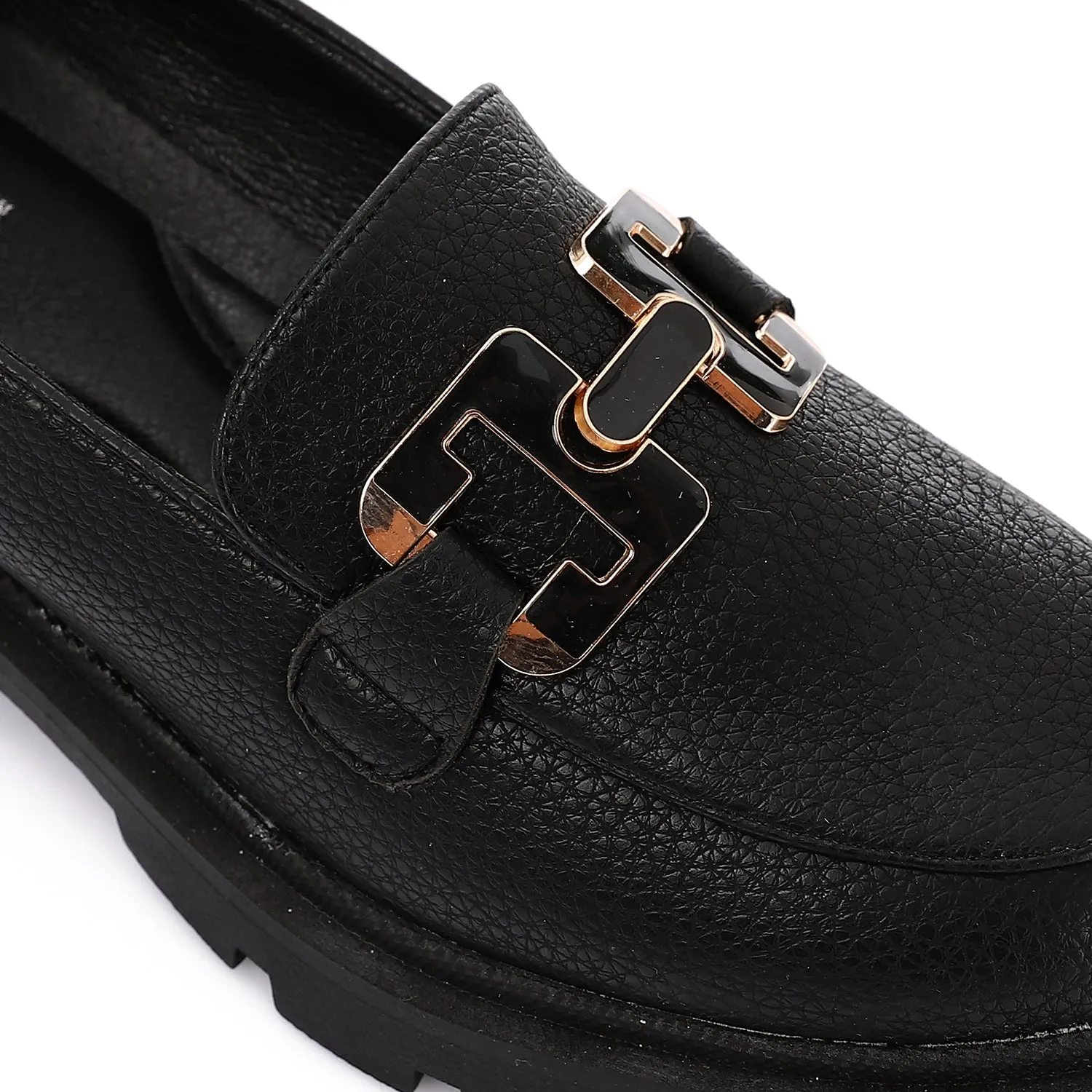 Topshop Cooper leather loafer with gold trim