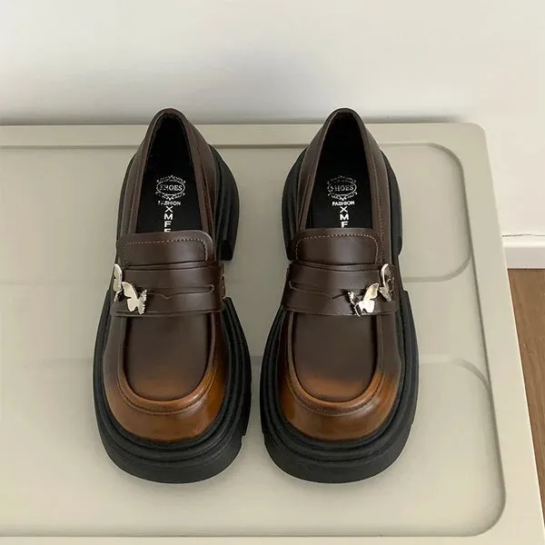 Women Shoes Autumn Round Toe Black Flats Loafers With Fur Casual Female Sneakers Ladies' Footwear Oxfords Clogs Platform Fall Cr