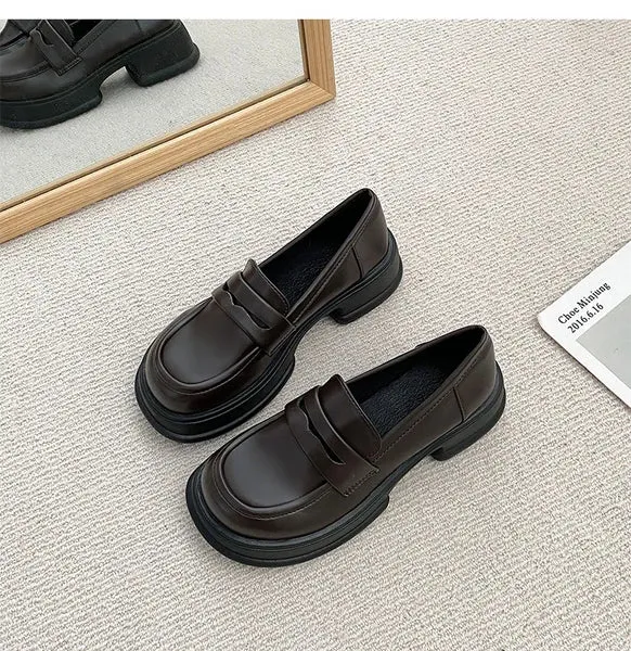 Women Shoes Autumn Round Toe Black Flats Loafers With Fur Casual Female Sneakers Ladies' Footwear Oxfords Clogs Platform Fall Cr